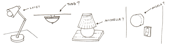 A sketch of the different lights I associated with friends